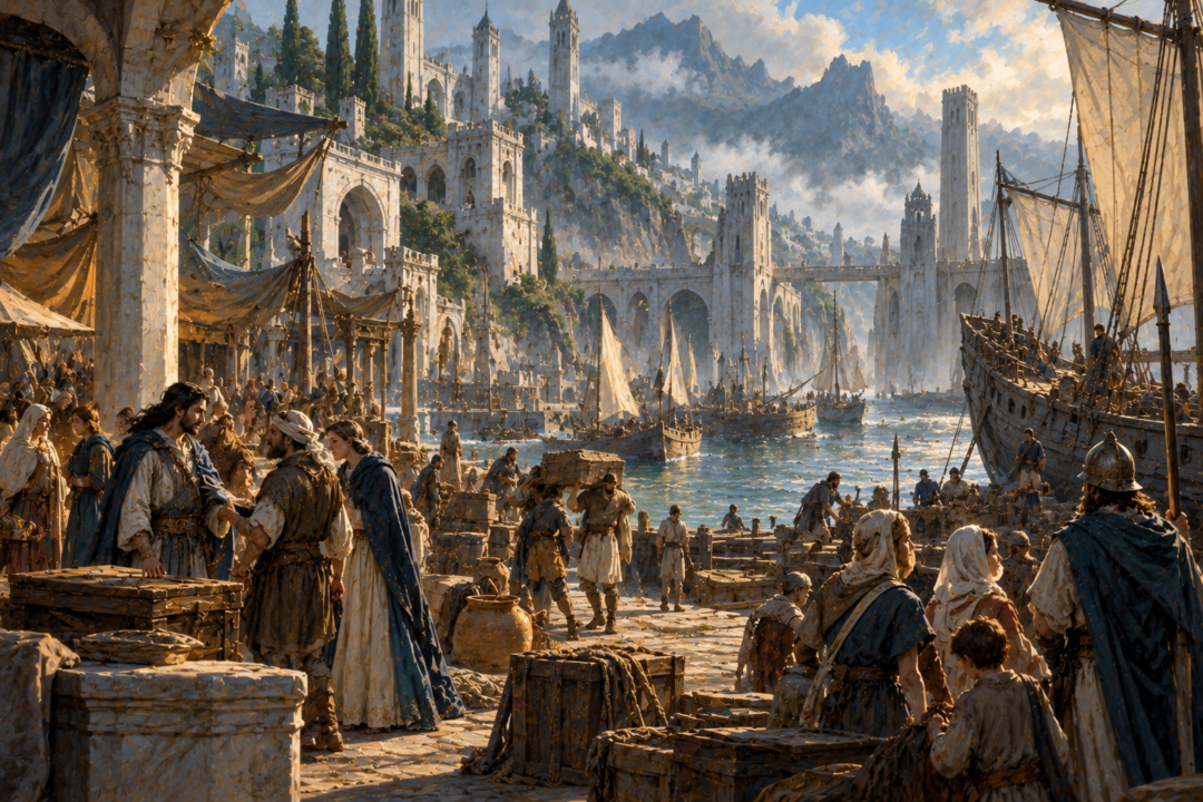 Tar-Palantir, formerly called Inziladûn, gazing west across the sea from Númenor