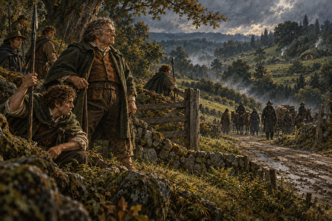 Took hobbits guarding Tookland after the Thain refuses to recognize Lotho as Chief