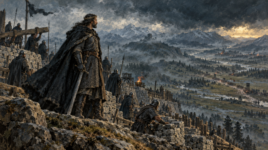 King Argeleb I and the Dúnedain of Arthedain fortifying the Weather Hills against Rhudaur and Angmar.