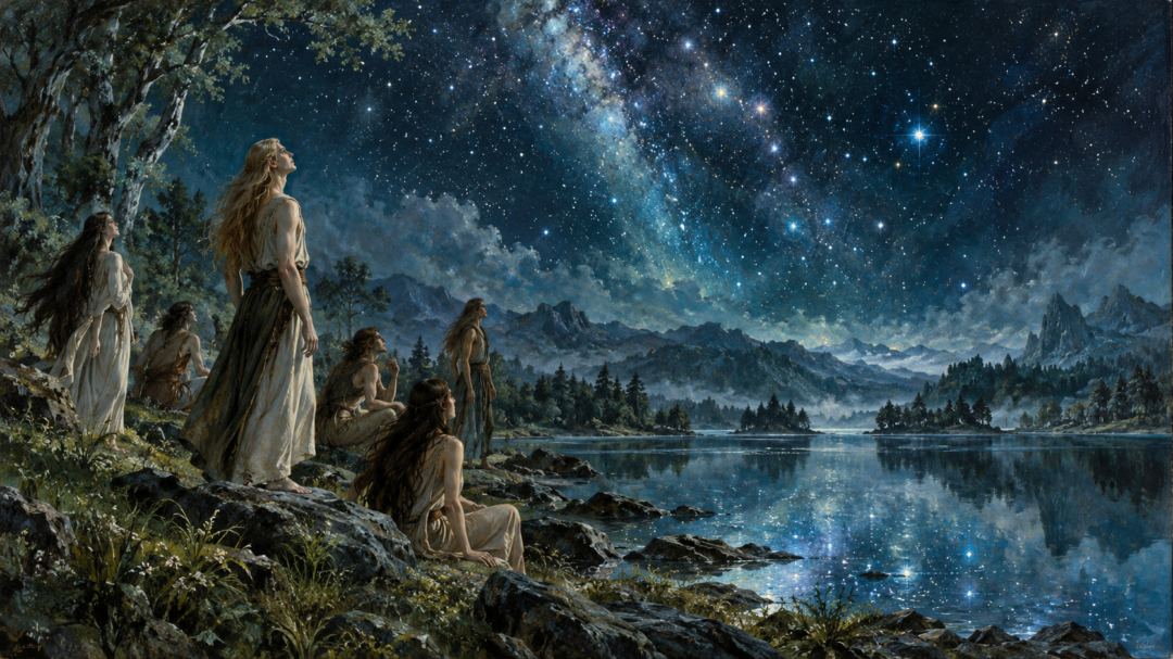 The first Elves awaken beside the starlit waters of Cuiviénen and gaze in wonder at the ancient heavens of Middle-earth.