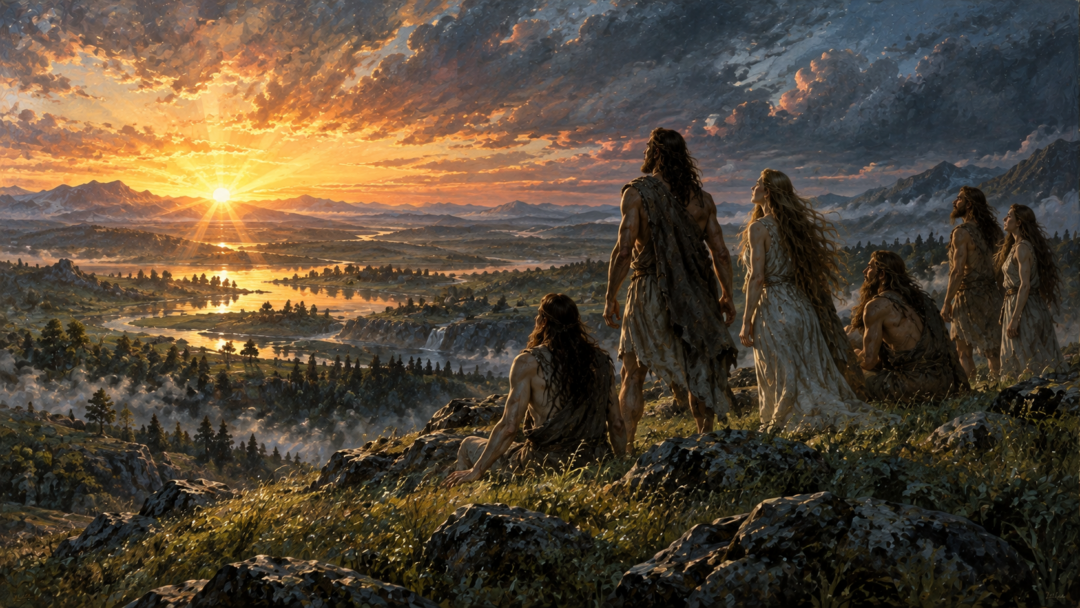 The first Men awaken in Hildórien and look westward toward the first sunrise over Middle-earth.