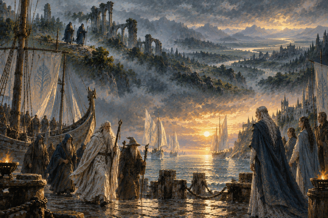 A visual contrast between the Third Age arrival of the Istari and the later tradition of the Blue Wizards coming earlier