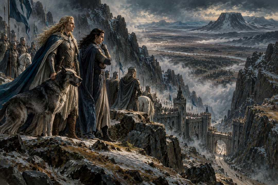 Celegorm and Curufin overseeing the defenses of the Pass of Aglon during the Siege of Angband.