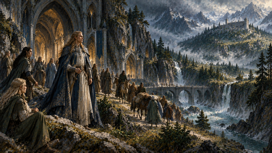 Finrod at Nargothrond with the distant highlands of Dorthonion representing the holdings of Finarfin’s descendants