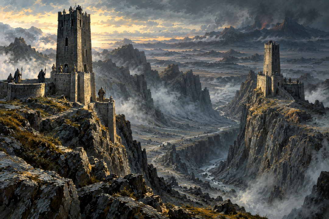 Gondorian watchmen guarding Cirith Gorgor from the original Towers of the Teeth