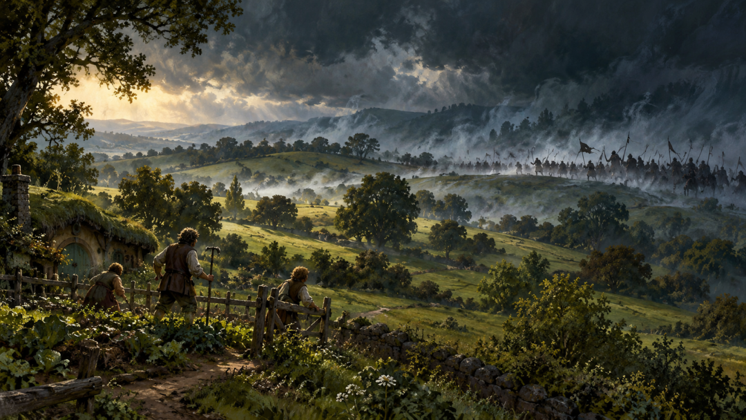 Orcs approach the peaceful Greenfields of the Northfarthing before the Battle of Greenfields in Third Age 2747.