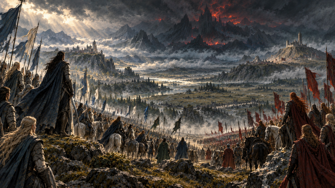 The eastern host of Maedhros and western host of Fingon assembling for the great alliance against Morgoth