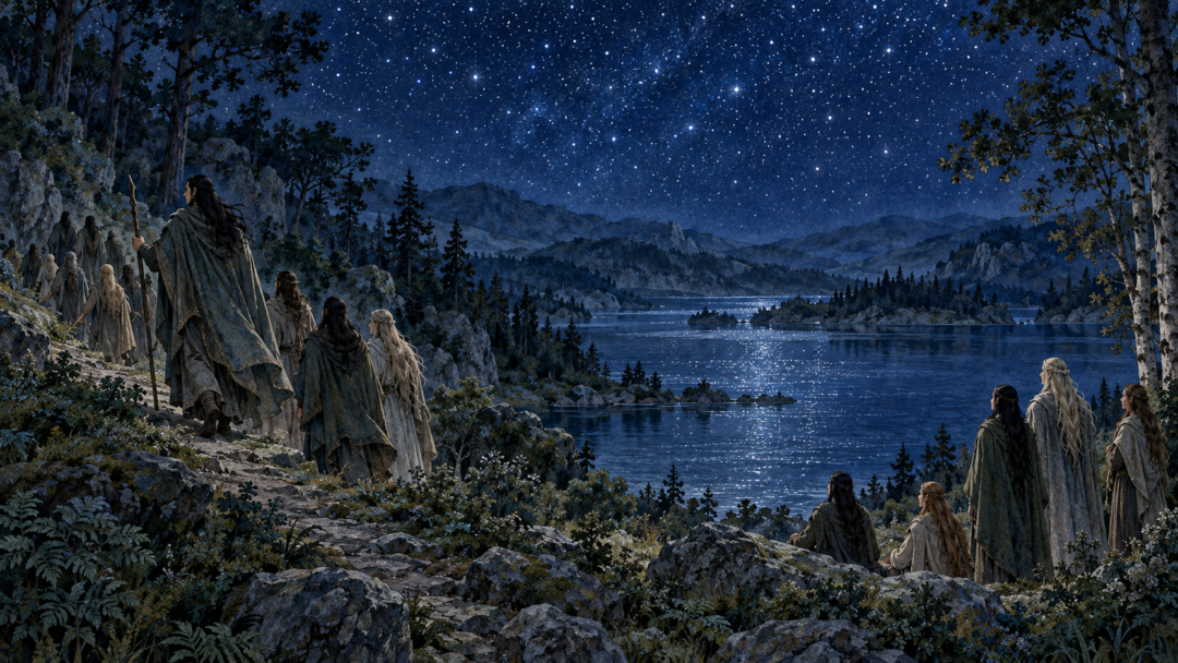 The Nelyar separating between those who join the westward journey under Elwë and those who remain in Middle-earth.