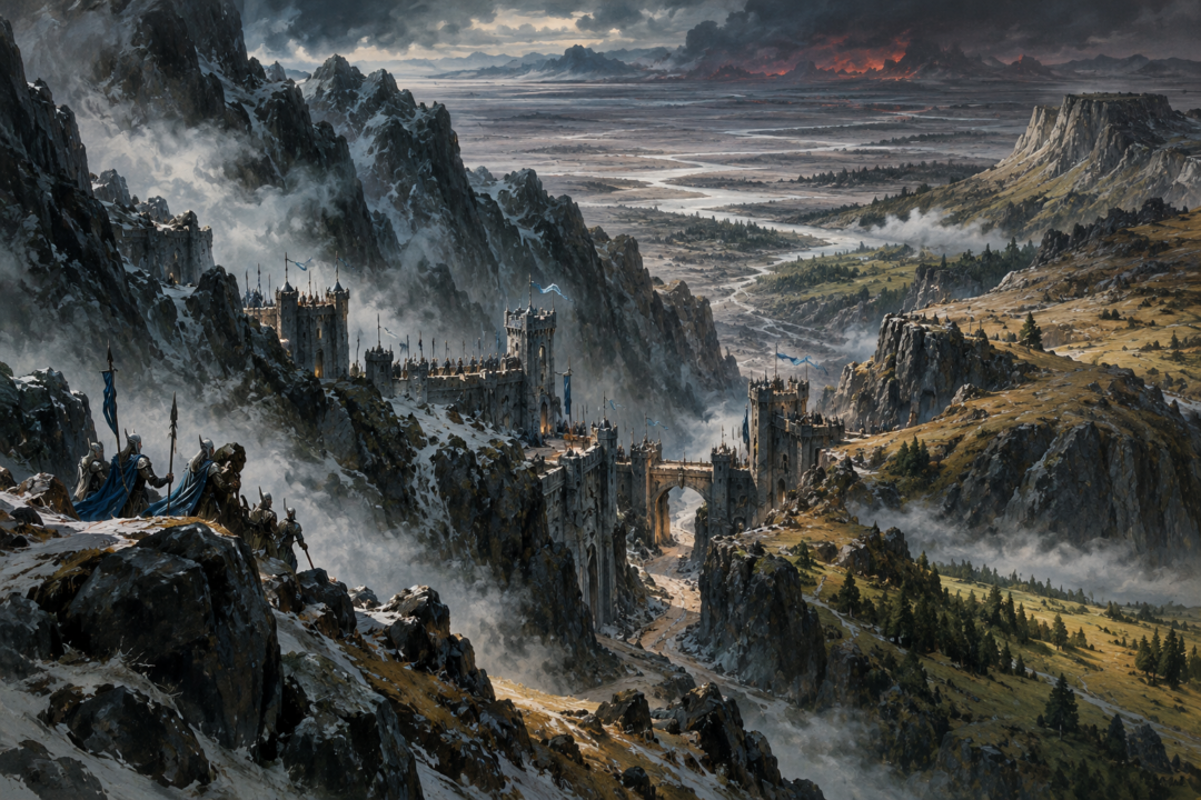 The cold and narrow Pass of Aglon fortified by the Noldor between Dorthonion and the uplands near Himring.
