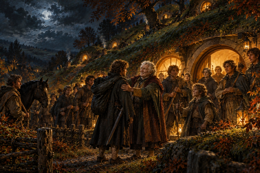 Peregrin Took returning to the Great Smials as his family prepares to resist the occupation of the Shire.