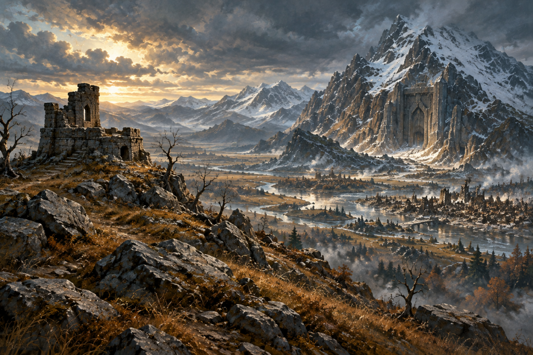 The old lookout-post on Ravenhill overlooking the lands around Erebor before the Battle of Five Armies