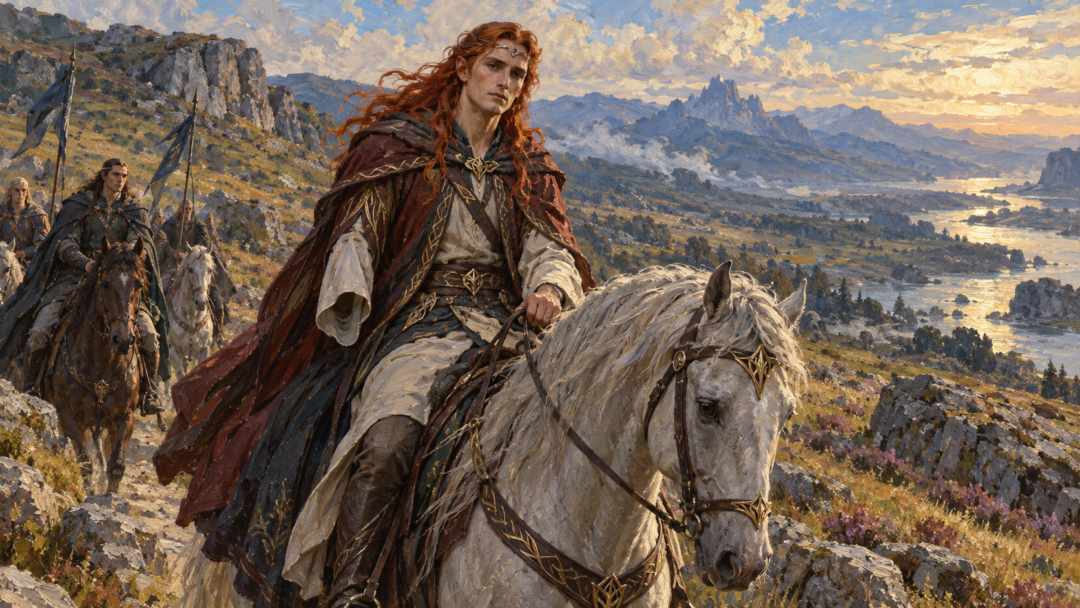 Maedhros leads his brothers and their followers eastward across Beleriand after relinquishing the High Kingship to Fingolfin.