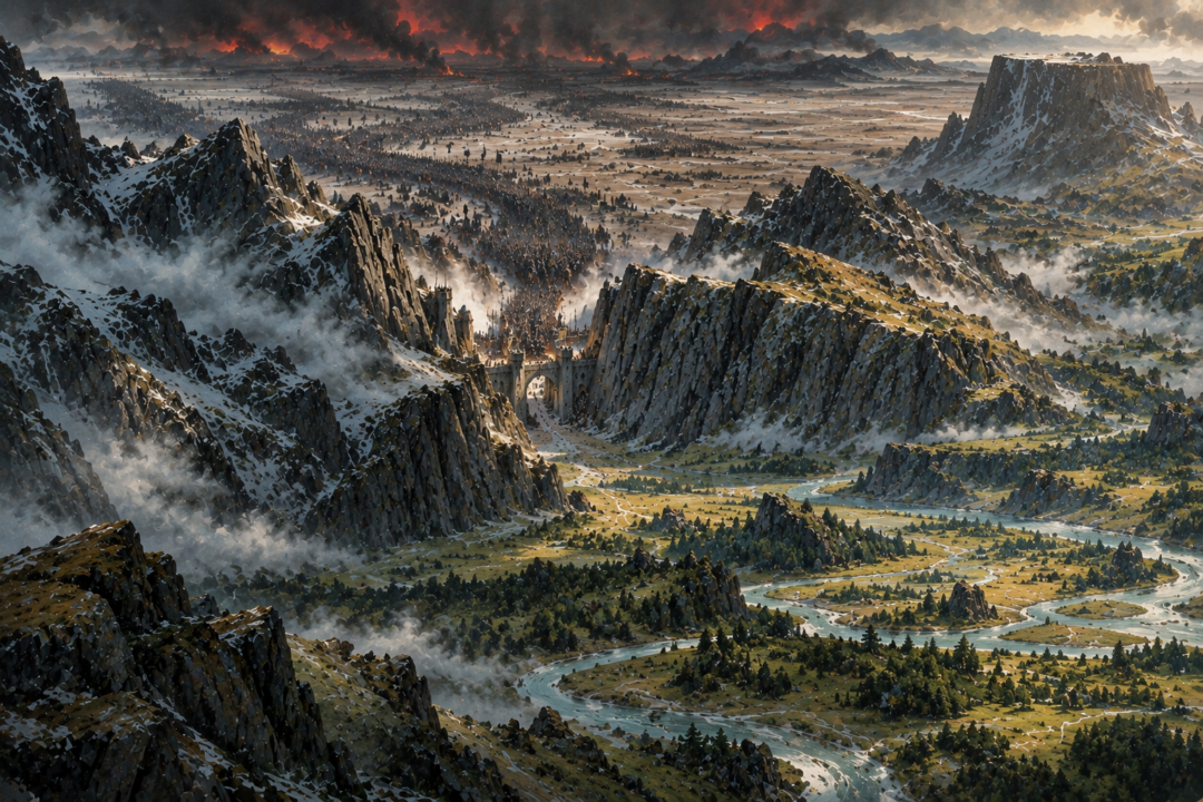 A strategic view of the Pass of Aglon showing the narrow gateway between the northern plains and Himlad.