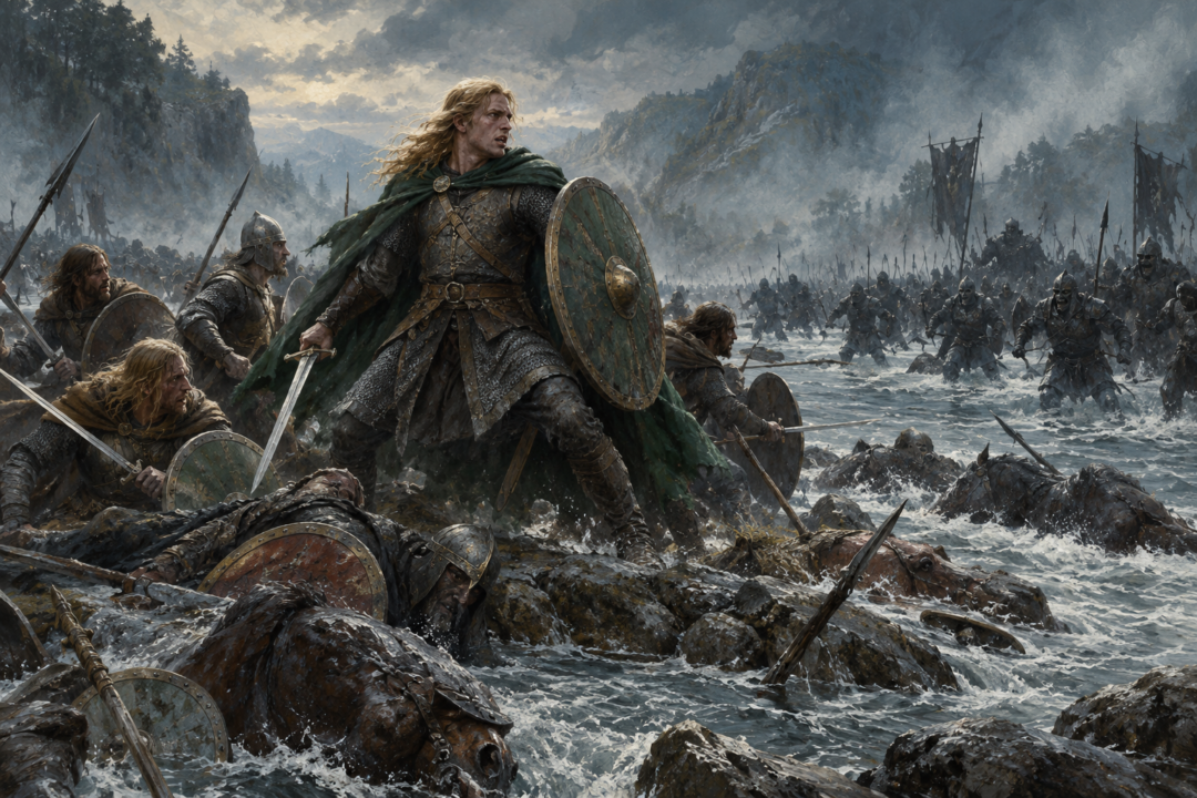 Théodred leading the desperate defense of Rohan at the Fords of Isen
